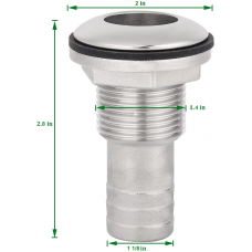 SS THRU HULL FITTING 1 1/8"